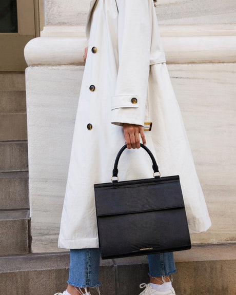 The Large Luncher  - Black Lizard | Designer Lunch Bags & Totes - Sumiye Co