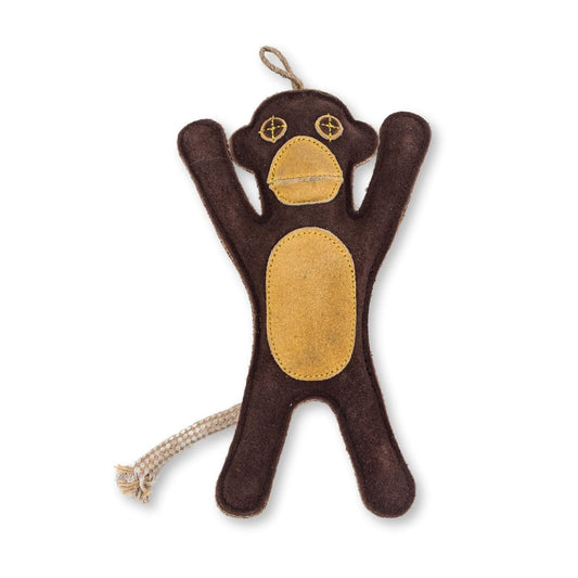 Sustainable Natural Leather Monkey Chew Toy for Dogs-0