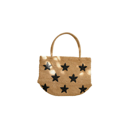 Morgan Stars Pattern Raffia Tote - Sumiye Co