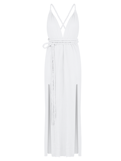 Muse Braided Straps Dress - White - Sumiye Co