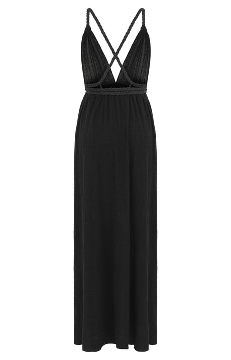 Muse Braided Straps Dress - Black - Sumiye Co