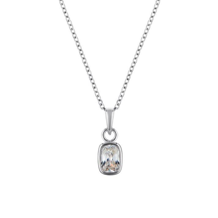 Silver necklace with a pendant on a white background