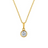 Gold necklace with a round diamond pendant on a white background