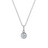 Silver necklace with a round pendant on a white background