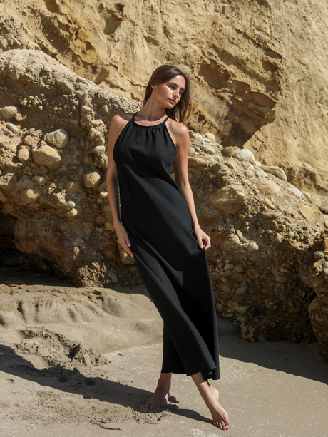 Nora Halter Maxi Dress - Black - Sumiye Co