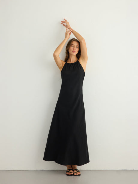 Nora Halter Maxi Dress - Black - Sumiye Co