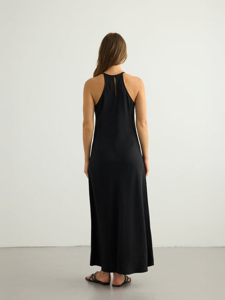 Nora Halter Maxi Dress - Black - Sumiye Co