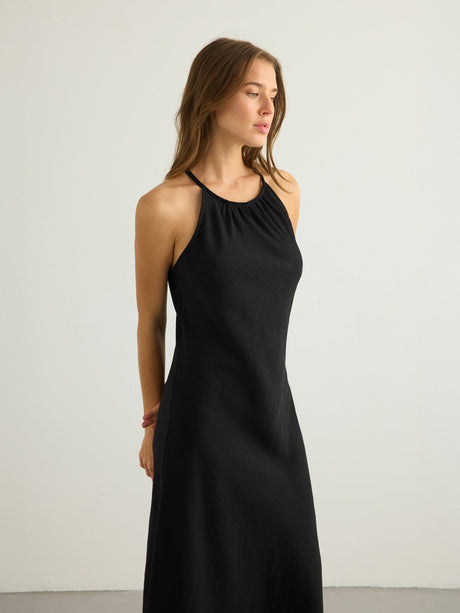 Nora Halter Maxi Dress - Black - Sumiye Co