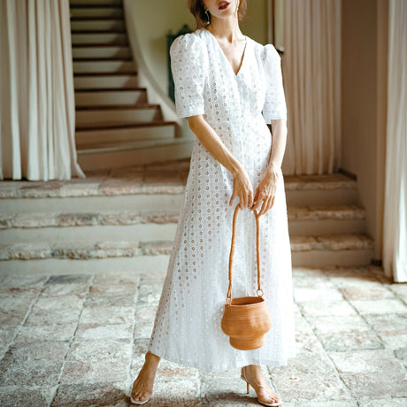 Olympia Embroidered Cotton Dress - Sumiye Co