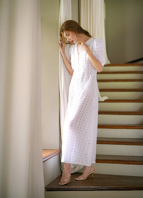 Olympia Embroidered Cotton Dress - Sumiye Co