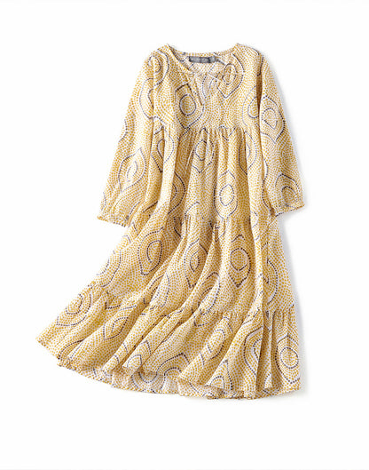 Block Printed Girl's Kaftan Dress - Oia-0
