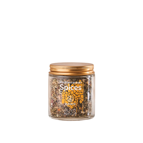 Jar of Mediterranean Spices on a neutral background