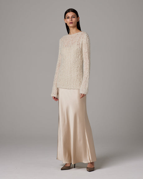 Open Mesh Boatneck Sweater - Sumiye Co