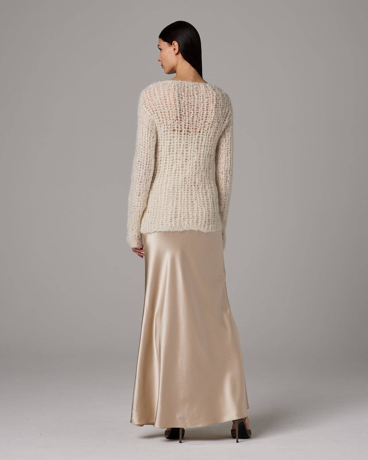 Open Mesh Boatneck Sweater - Sumiye Co