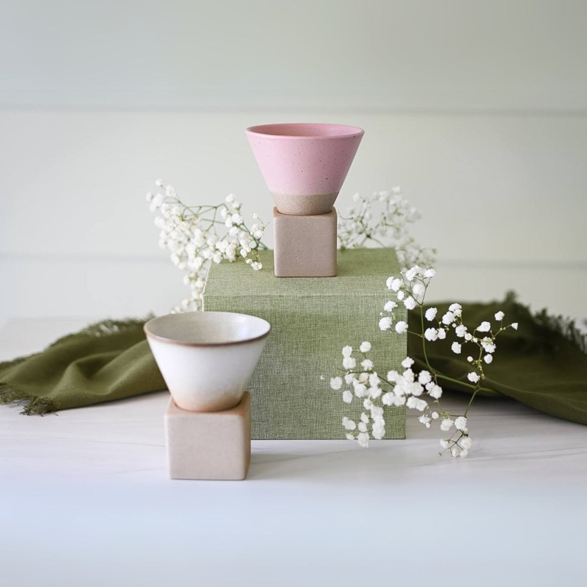 Pink Coffee Mug with Base - 6.8 oz/200ml