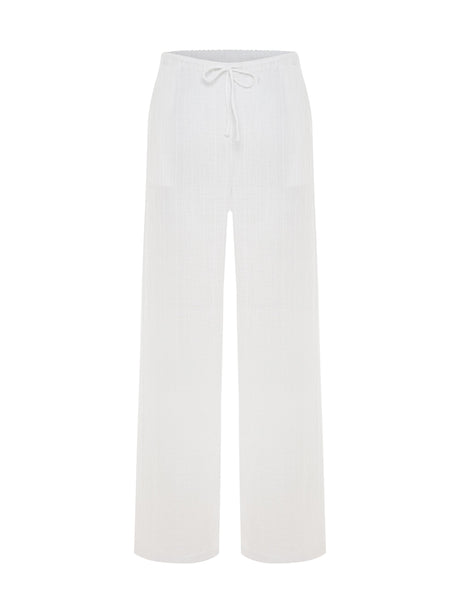 Kaya Drawstring Pants - White - Sumiye Co