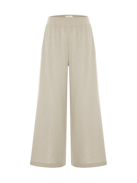 Aura Palazzo Pants - Oatmeal - Sumiye Co