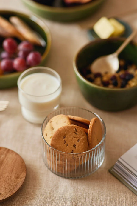 Fluted Glass Storage Jars - set of 3 - Sumiye Co