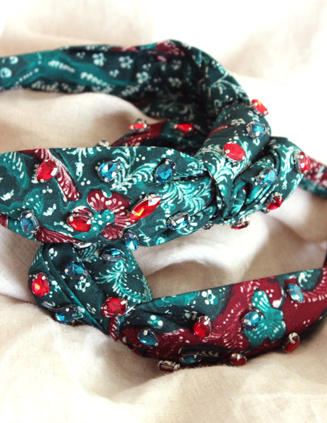 MERAK Peacock Batik Crystals Headband - Sumiye Co