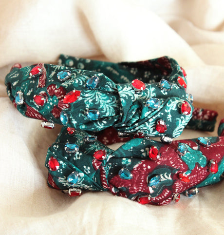MERAK Peacock Batik Crystals Headband - Sumiye Co