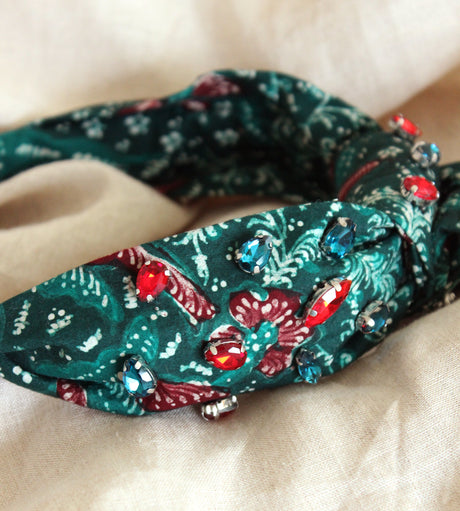 MERAK Peacock Batik Crystals Headband - Sumiye Co