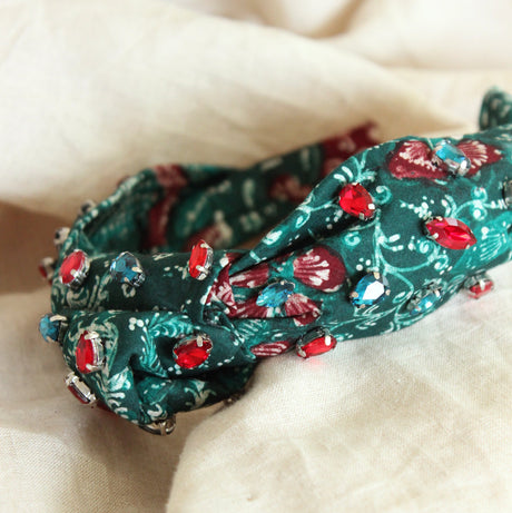 MERAK Peacock Batik Crystals Headband - Sumiye Co
