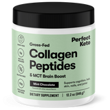 Container of Perfect Keto Collagen Peptides with a green label on a white background