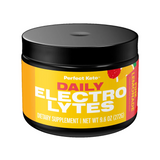 Jar of Perfect Keto Daily Electrolytes with a black lid on a white background