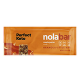 nola bar granola-style bar packaging with 'Perfect Keto' branding on an orange background
