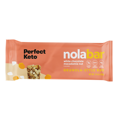 nola bar packaging with 'Perfect Keto' branding on a white background