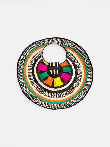 Round Tote Bag | Colorful Geometric Statement Handbag - Sumiye Co