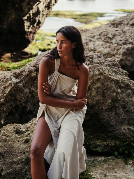 Pia Maxi Dress - Oatmeal - Sumiye Co