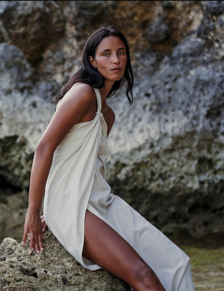 Pia Maxi Dress - Oatmeal - Sumiye Co