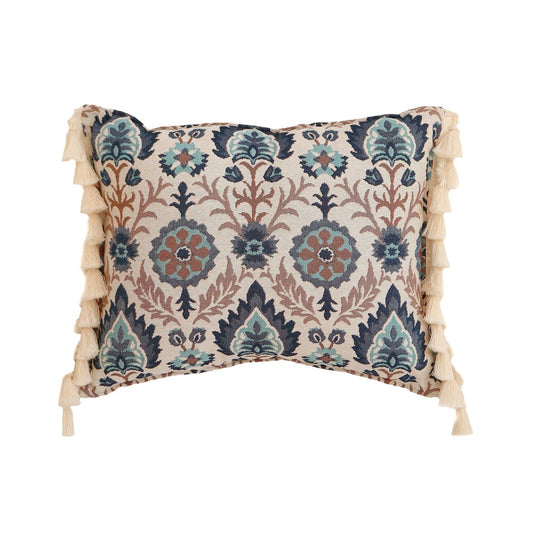 Throw Pillow "Blue Iris in Istanbul" with Fringe