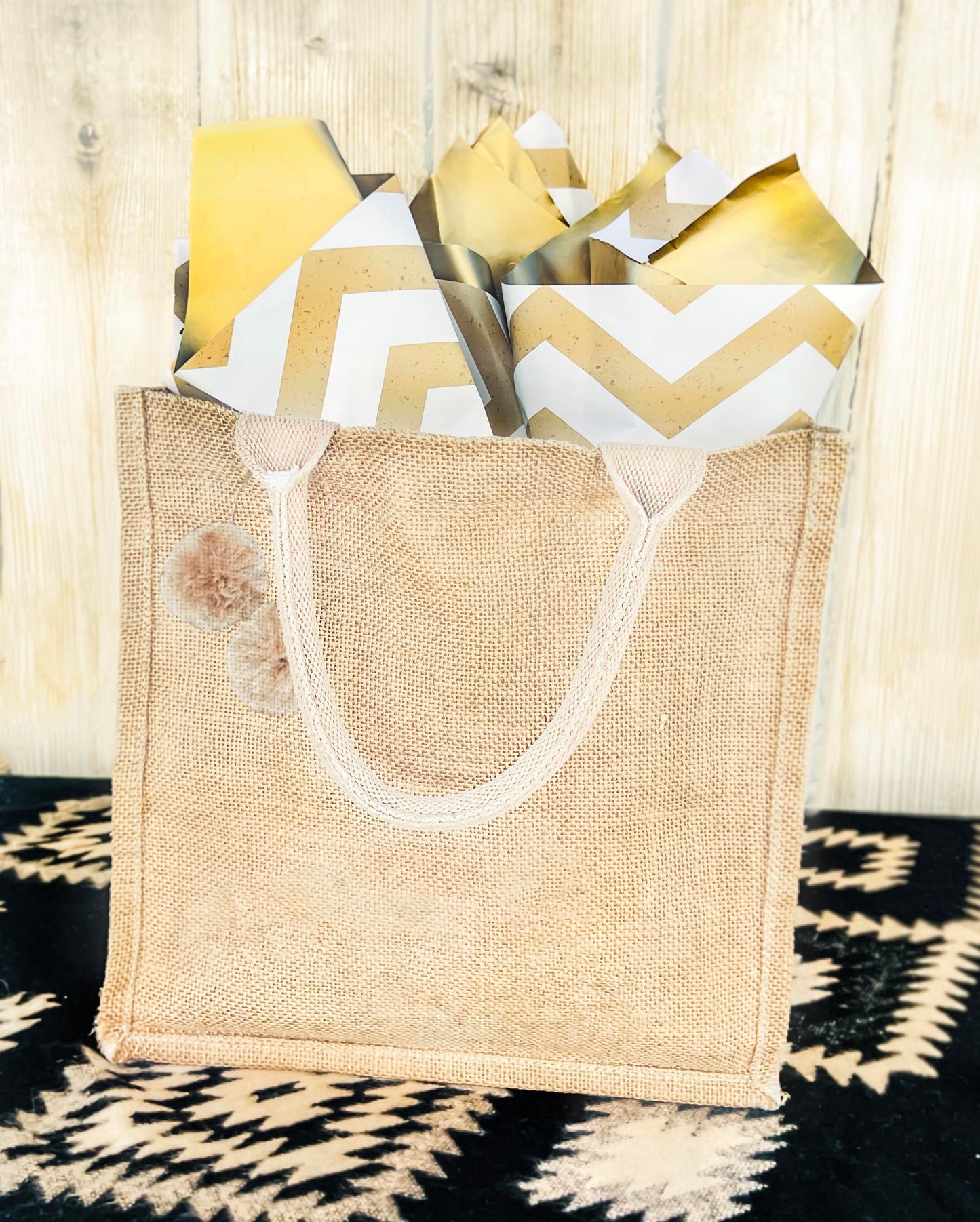 Gift & Market Tote Bag | Pompom (16”H x 15”W x 9"D)