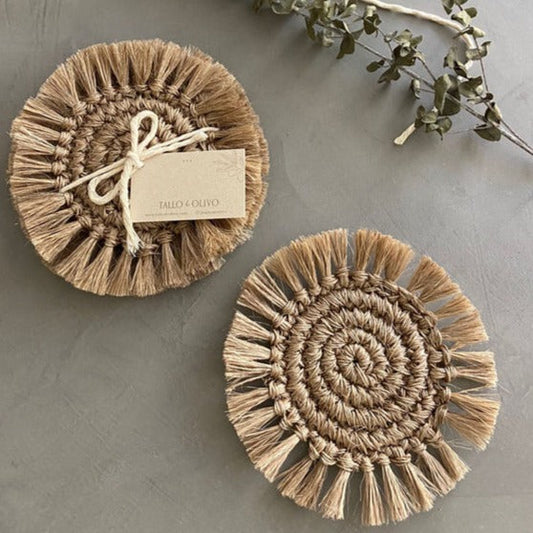 TALLO de OLIVO Fique Fringes Coaster - Set Of 4 | Colombia