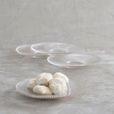 Ribbed Clear Glass Medium Plates - Set of 4