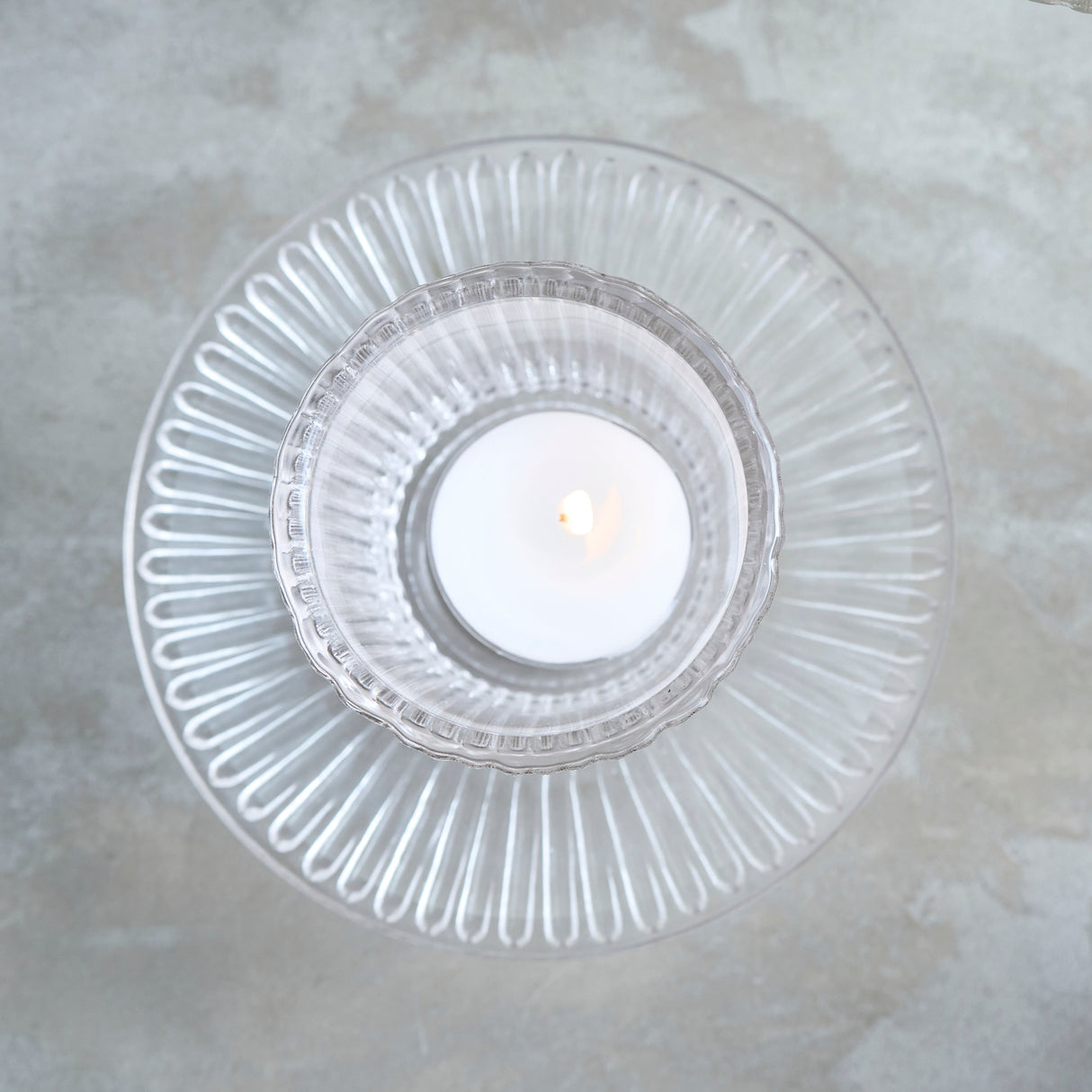 Ribbed Clear Glass Tealight / Votive Holders - Set of 4