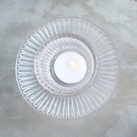 Ribbed Clear Glass Tealight / Votive Holders - Set of 4 - Sumiye Co