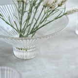 Ribbed Clear Glass Low Bowl