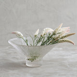 Ribbed Clear Glass Low Bowl