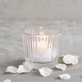 Ribbed Clear Glass Tealight / Votive Holders - Set of 4