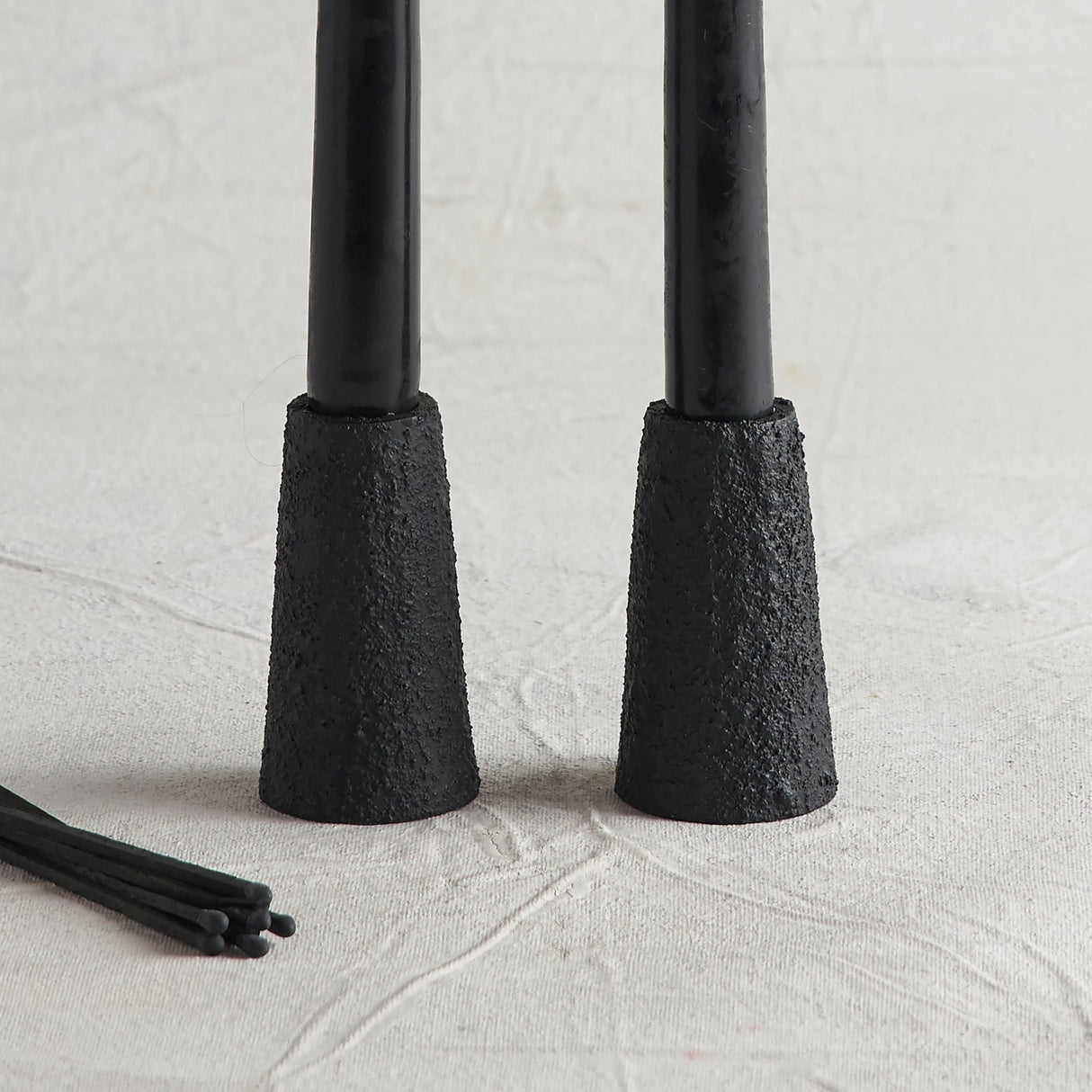 Black Pumice Taper Holders Set of 2