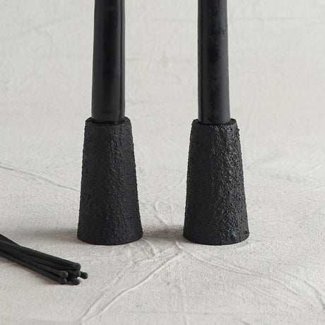 Black Pumice Taper Holders Set of 2 - Sumiye Co
