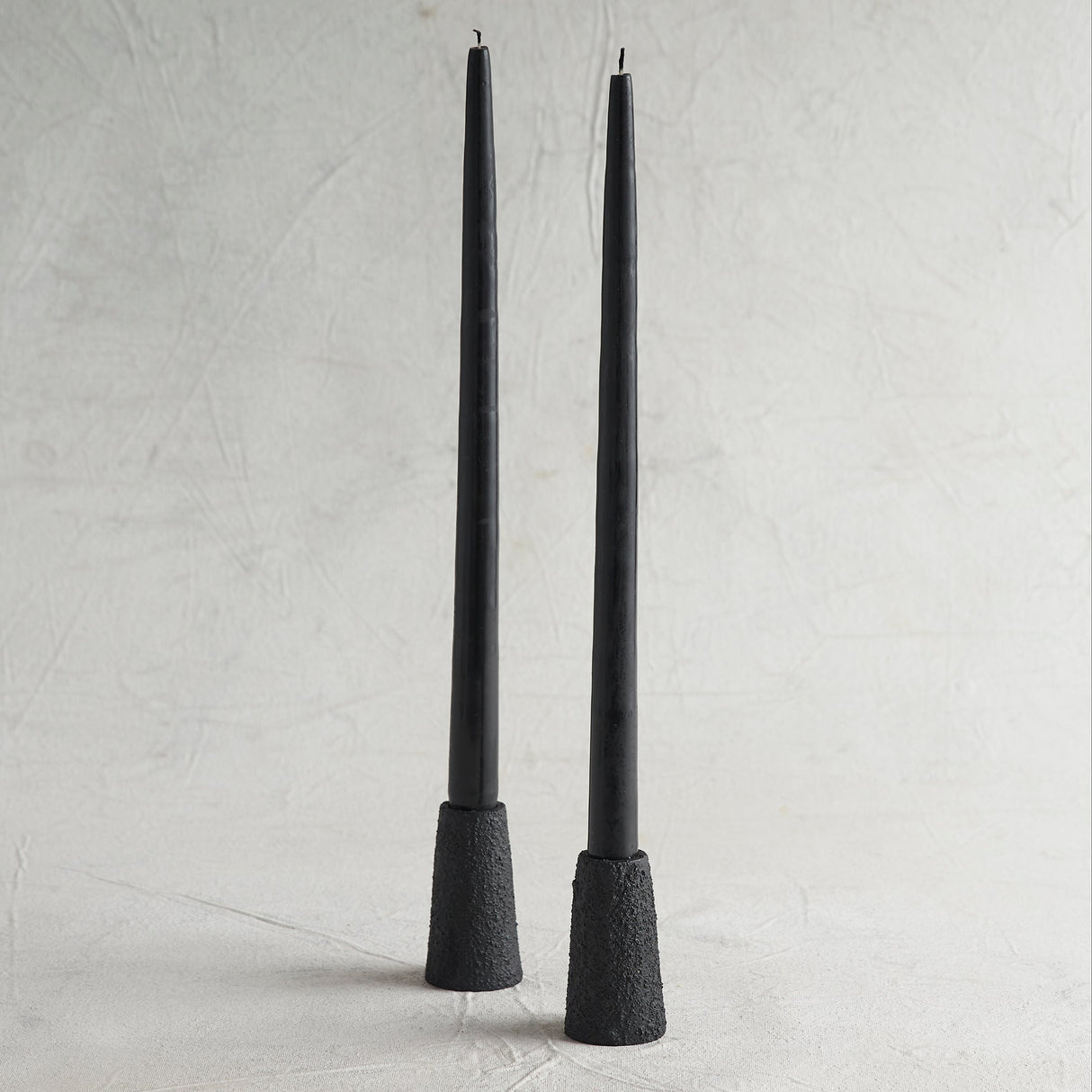 Black Pumice Taper Holders Set of 2
