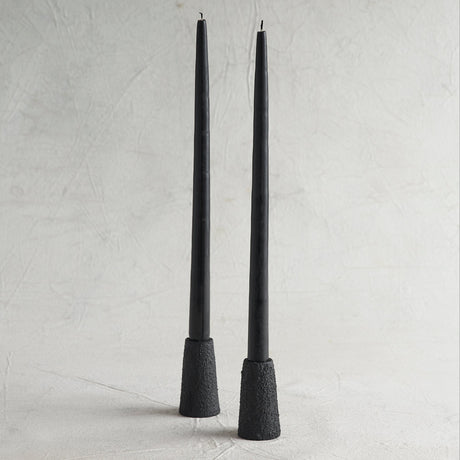 Black Pumice Taper Holders Set of 2 - Sumiye Co