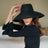 Jute Handwoven Straw Hat In Black - Sumiye Co