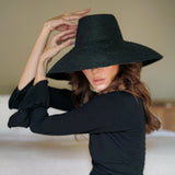 Jute Handwoven Straw Hat In Black - Sumiye Co