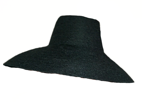 Black wide-brimmed hat with a white background