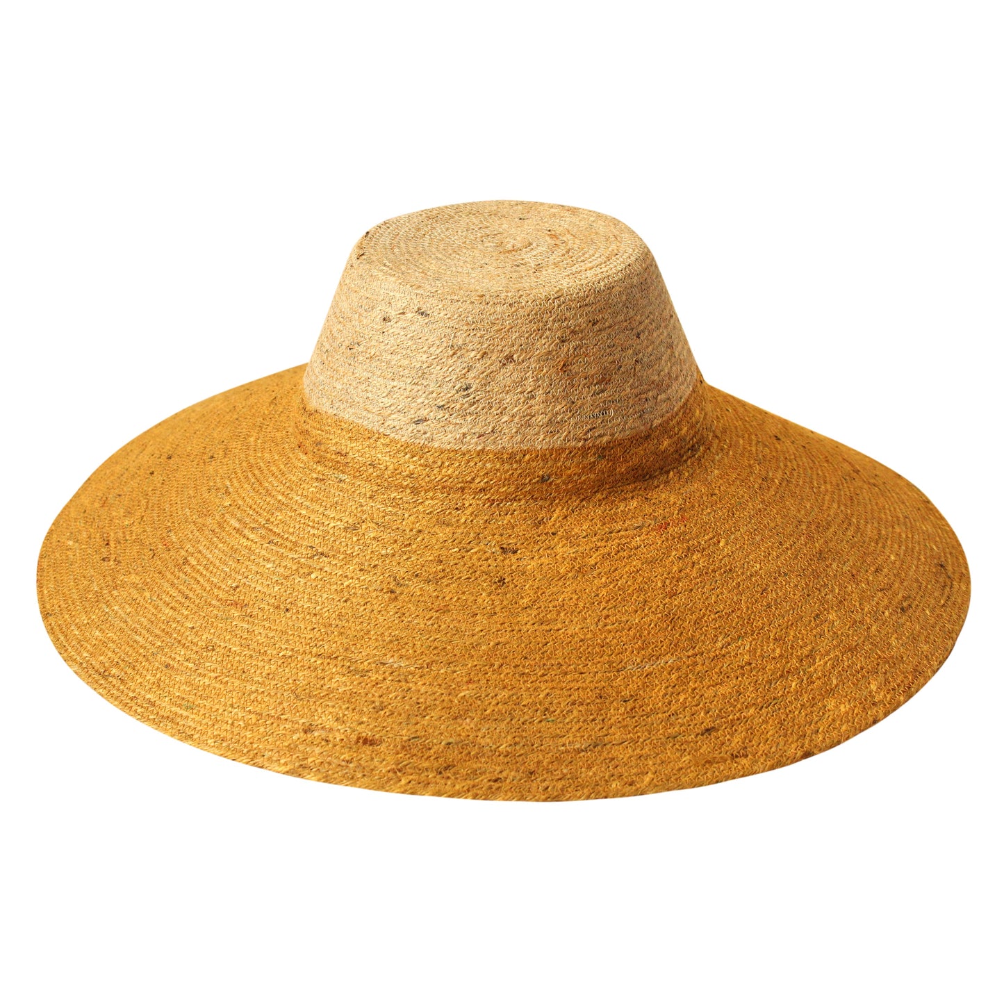 Jute Handwoven Straw Hat In Nude & Golden Yellow